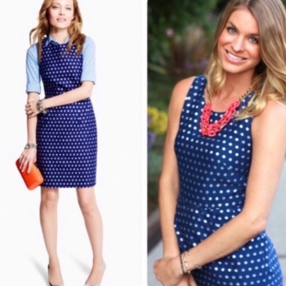 J. Crew Blue Silver Dot Silk Sleeveless Dress NWT - Picture 3 of 16